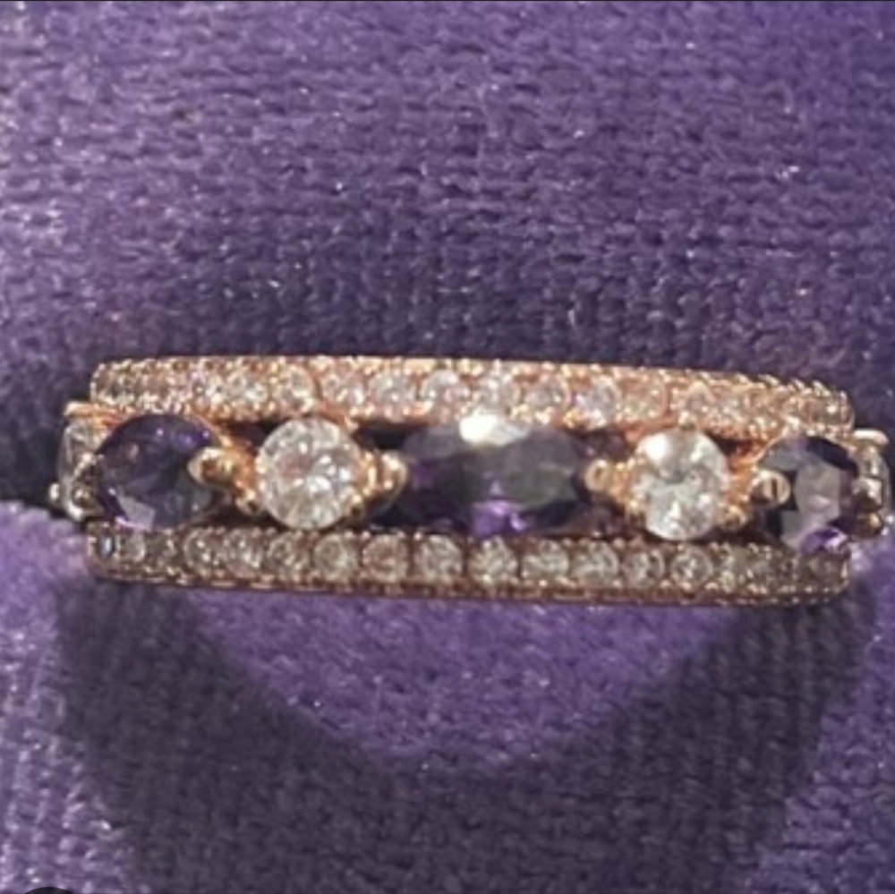 Bomb Party Instant Magic Dark Amethyst Rose Gold Ring Size 10